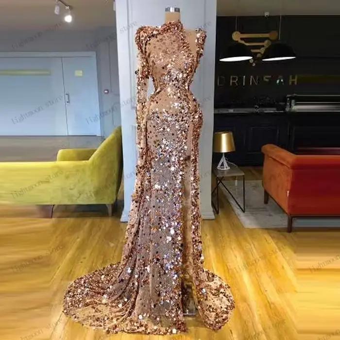 Robes de soirée exquises, robe de bal de luxe, appliques de perles et de paillettes, robes de soirée