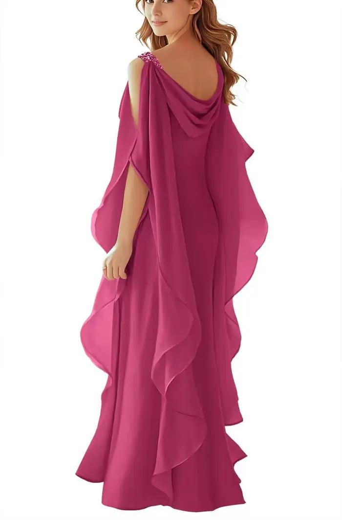 Robes mère de la mariée longues en mousseline de soie pour femmes, grande taille, ligne A, robe form