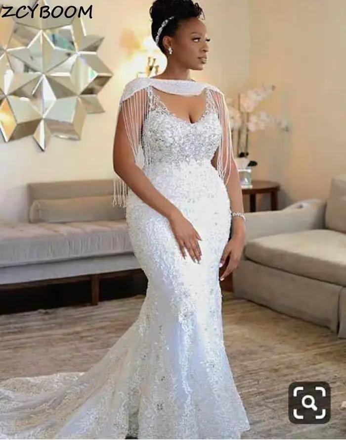 Robes de mariée sirène personnalisées 2026, nouvelles, élégantes, col en V, traîne balayante, Vestid
