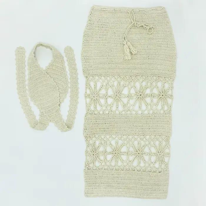 Robe de plage longue, détail Crochet, fait à la main, Cover-up, Maxi, vêtements de plage, pour les v
