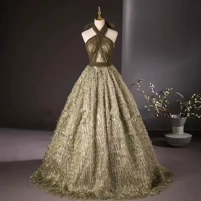Robe de mariée élégante pour banquet, tenue de toast de mariage, robe de soirée emcee, robe Quincean
