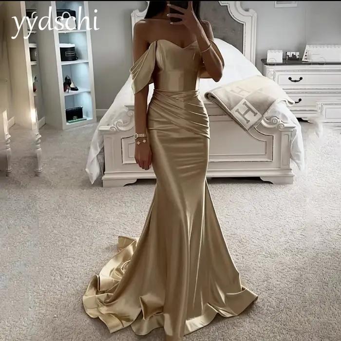 Robe de Soirée Personnalisée pour Femme, Luxueuse, Champagne, Exquise, Arabie Saoudite, Dubaï, 2024