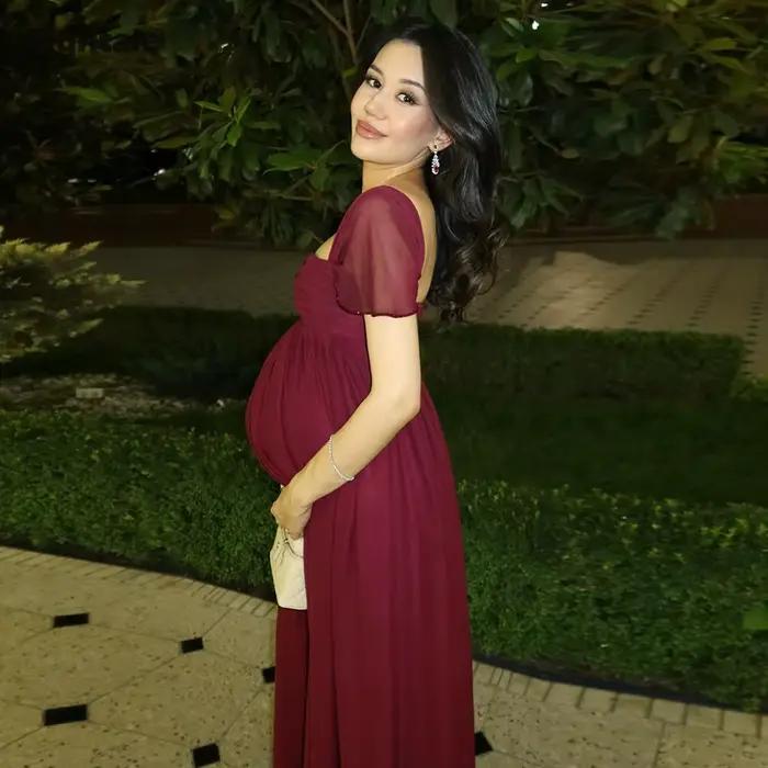 Robe de soirée de maternité arabe Eightale en mousseline bordeaux, robe de bal de mariage personnali