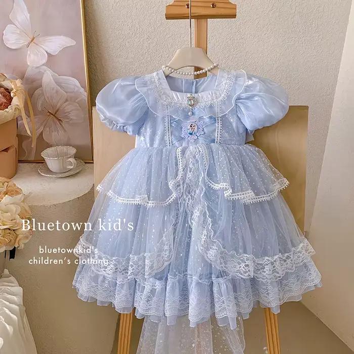 HoneyCherry Adorable robe de princesse Lolita à manches courtes pour filles. Nouvelle robe de couleu