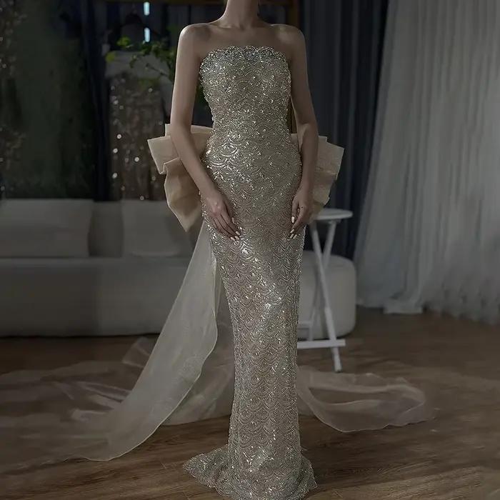 Serene Hill – robe de soirée arabe saoudienne, couleur chair, avec franges perlées, pour occasions f