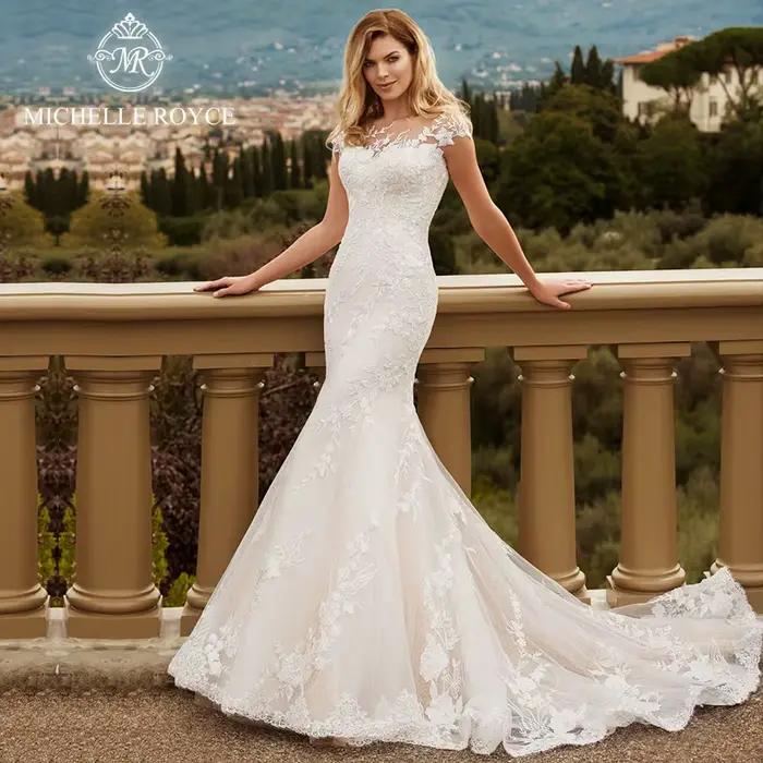 Michelle Royce sirène robes De mariée pour les femmes Sexy épaules nues chérie Appliques à lacets ro