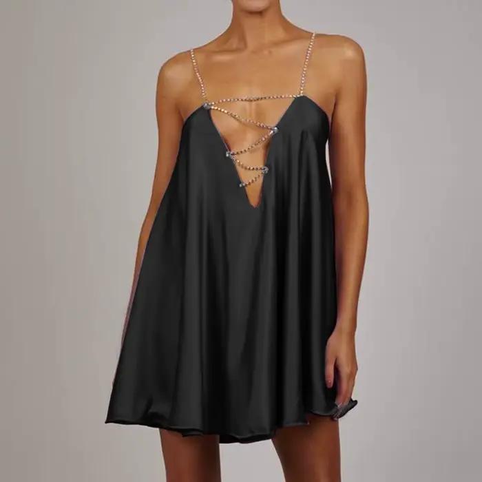 Vêtements de vacances pour femmes, vêtements de fête en Club, robe d'été, bretelles en diamants, cha