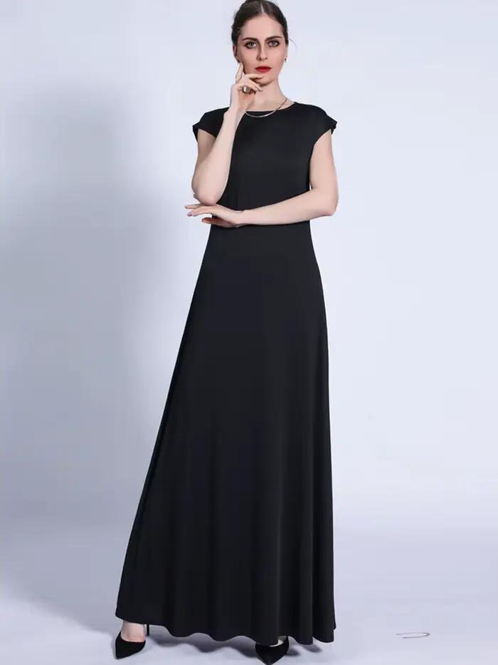 Abaya-Robe longue pour femmes musulmanes, caftan, modeste, africain, couleur unie, maxi