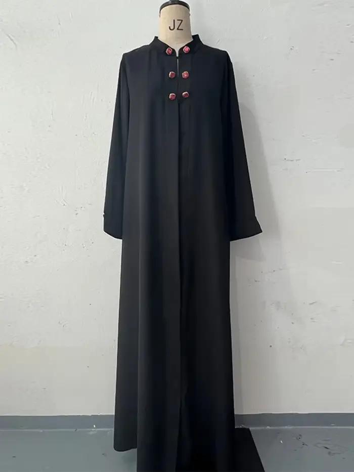 Robe de soirée noire Vintage de couleur unie, robe de bal classique à manches longues pour femmes po