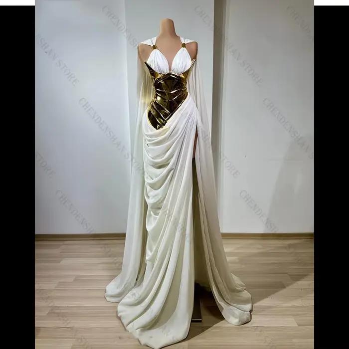 Robes de soirée spéciales chics avec fente latérale robes de soirée sans manches pour les femmes rob