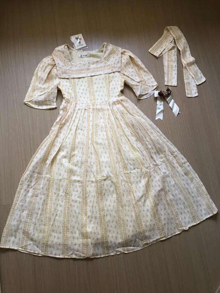 Robe de princesse rétro à manches bouffantes pour femme, style français, chic, vintage, victorien, d