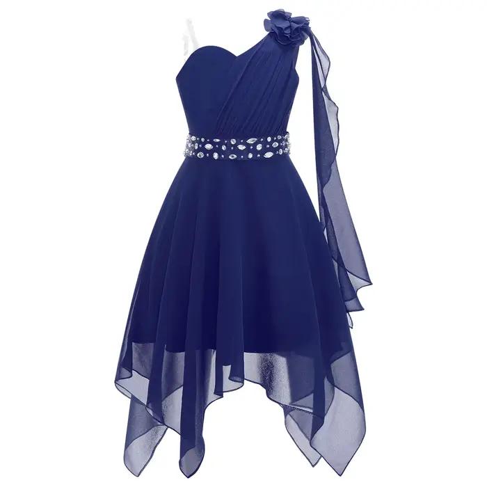 Robe de demoiselle d'honneur de mariage pour filles, longue robe d'été élégante en mousseline de soi