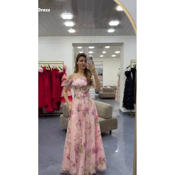 Robe de fiançailles Lena en dentelle florale, robes de soirée élégantes pour femme, robes de fête él