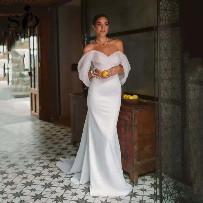 SoDigne-Robe de Soirée de Mariage en Satin pour Femme, Tenue Sirène Plissée, Tout Personnalisé, Été 