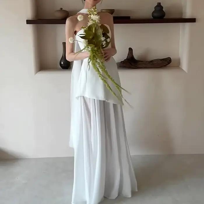 Robes de mariée modernes simples, élégantes, longueur au sol, ligne a, Sexy, sans bretelles, robes d