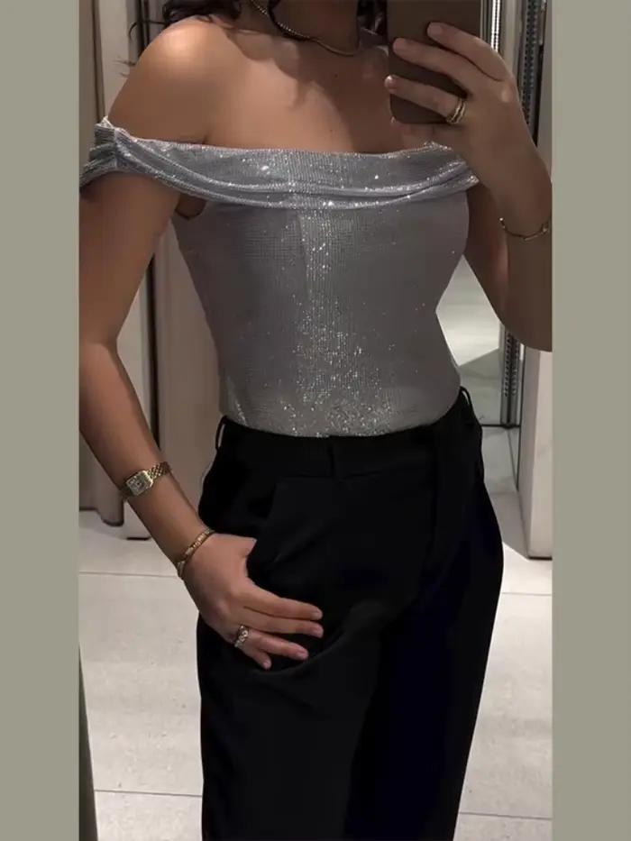 Robe courte à paillettes sans manches pour femmes, Sexy, décolleté en V profond, moulante, plissée, 