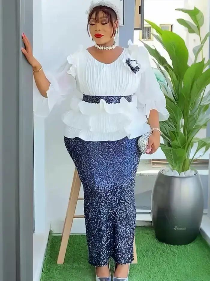 Robe de soirée grande taille pour femmes, tenue africaine de luxe à paillettes, élégante, turquie, l
