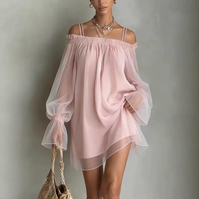 Nouvelle Robe d'été à double bretelle, épaules dénudées, sexy et douce, style féerique, mini, ample,