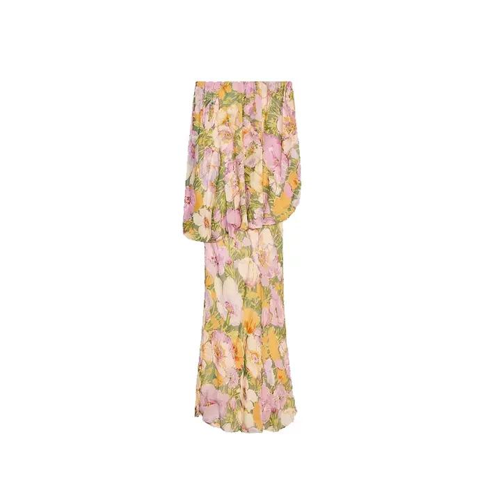 Robe Maxi d'été sans bretelles pour femmes, imprimé Floral, fluide, élégante, robe de soirée, Chic, 