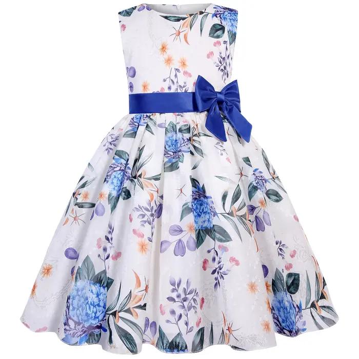Robe de demoiselle d'honneur pour filles avec décoration en nœud, costume de demoiselle d'honneur po