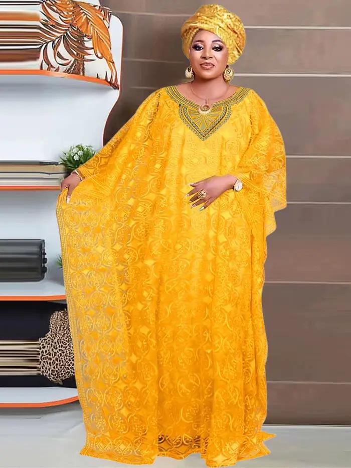 Robes amples en dentelle pour femmes, tenue de soirée de mariage, robe traditionnelle africaine, ens