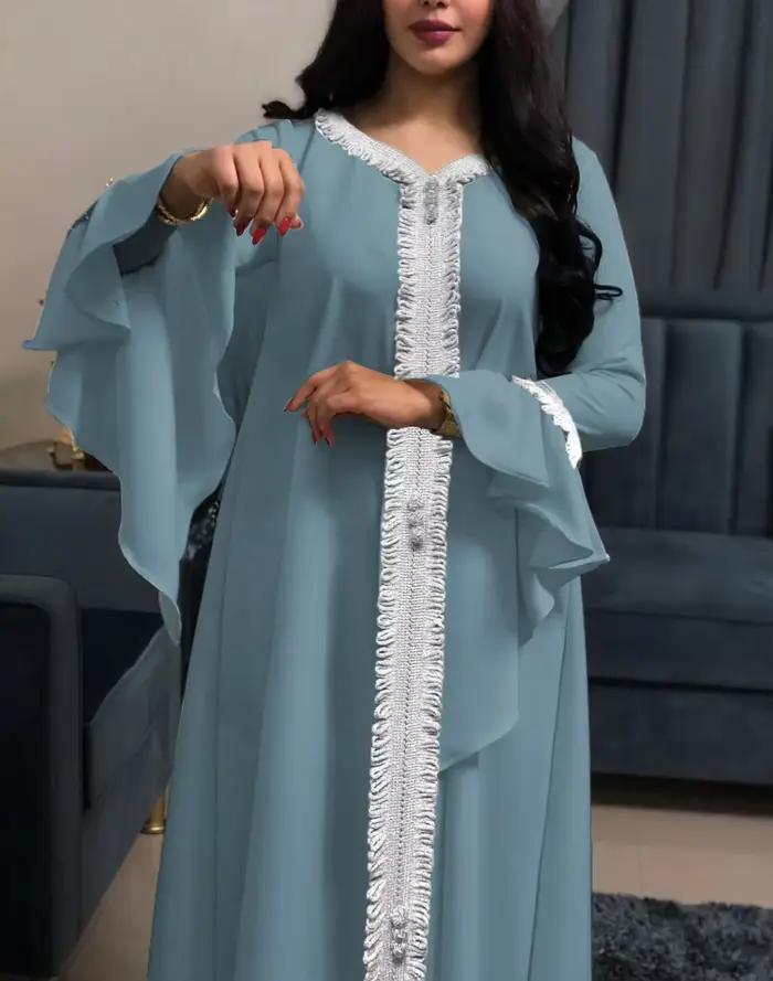 Jalabiya-Robe caftan arabe pour femmes, Dubaï, Turquie, Abaya, Broderie, Djellaba adt, Mode musulman
