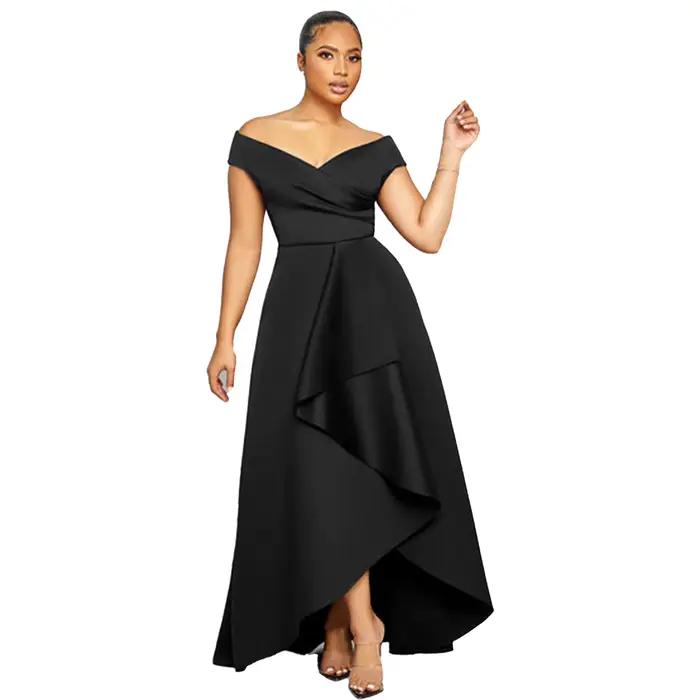 Robe de Soirée Sexy pour Femme, Décolmétrage en V Profond, Dos aux, Grand Ourlet Plissé, Longueur Ir