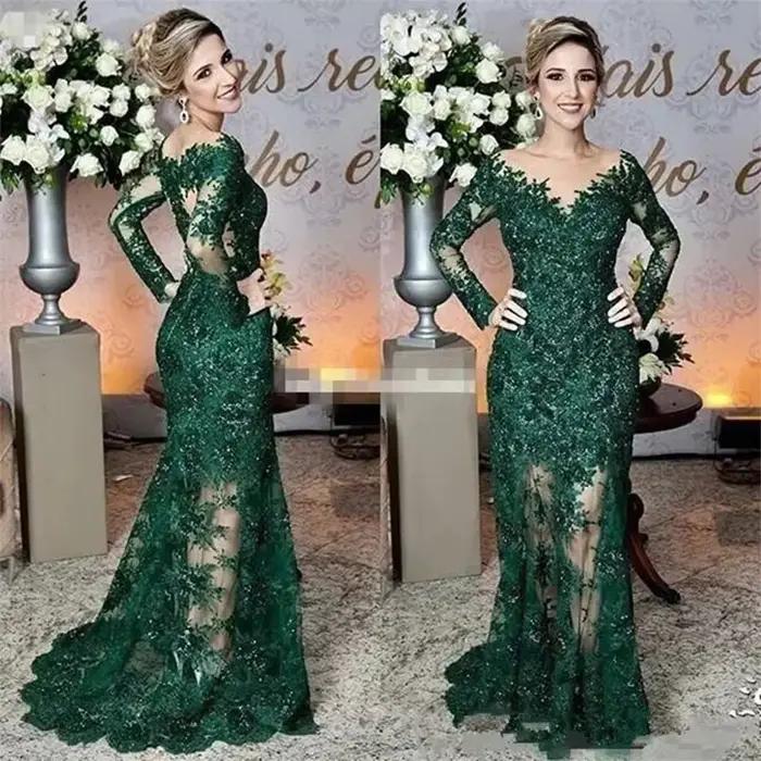 Robes de mère de la mariée pour mariage, tenue de jour de mariage, vert foncé, sirène, appliques en 