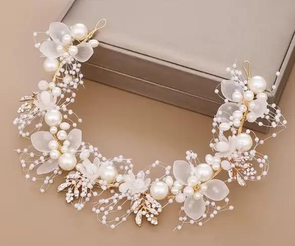 Accessoire de mariage mariée couronne cheveux cristal bijoux diadème avec perles fleurs mariage cour