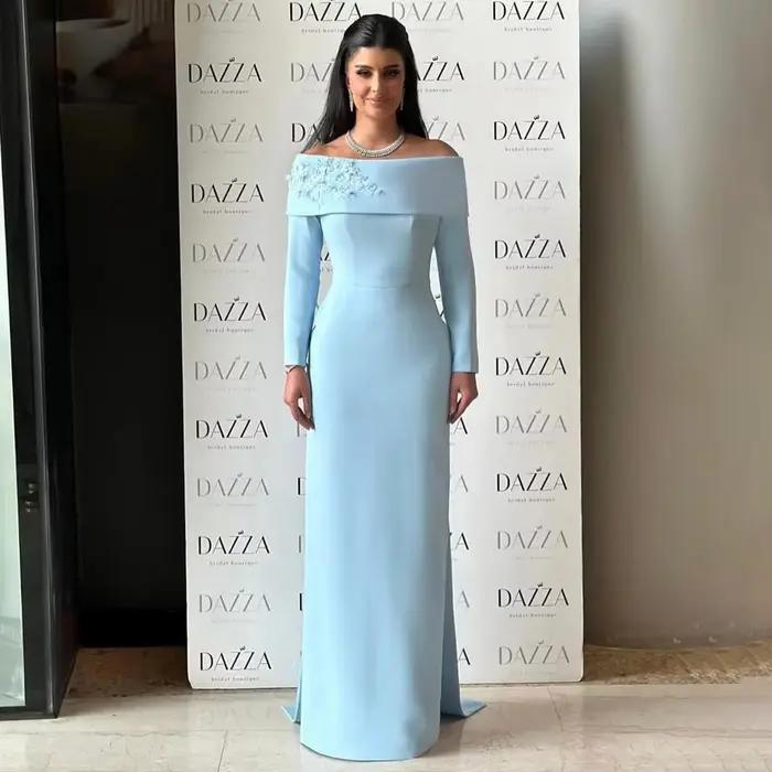 Robe de soirée élégante Sharon Said pour femme 2026, à manches longues, broderie, épaules dénudées, 