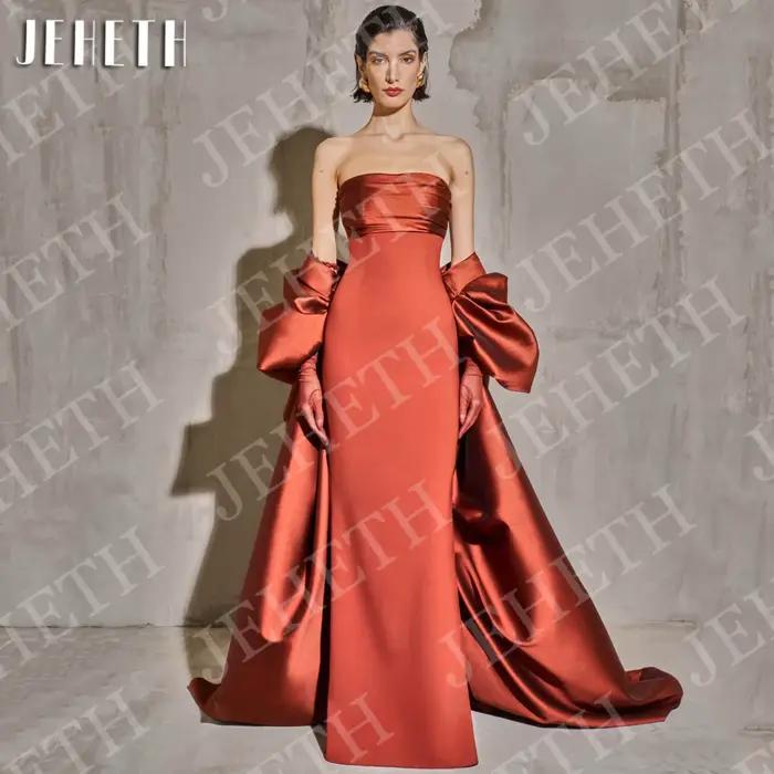 JEHETH longue sirène robes de soirée élégant épaules nues sans bretelles Satin sur mesure Occasion r