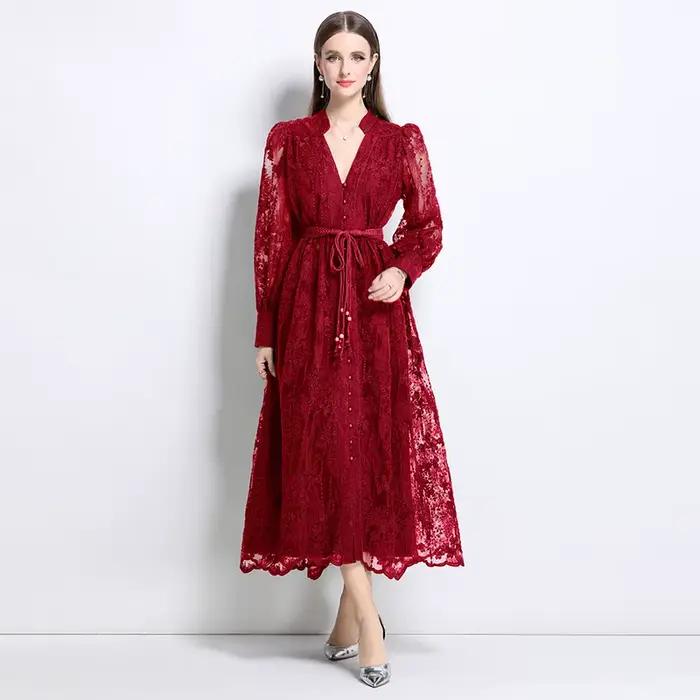 Robe longue française de Style palais, en dentelle brodée robuste, élégante et amincissante, livrée 