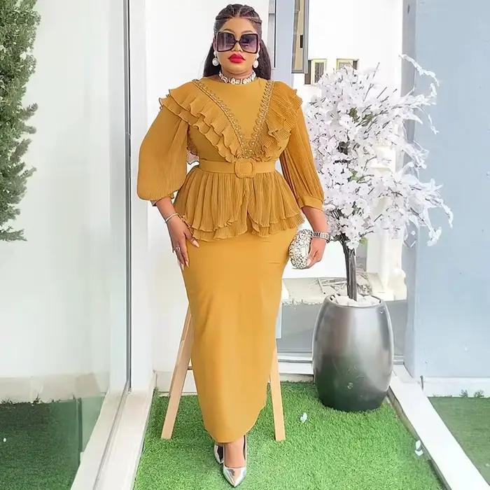 Robes de soirée élégantes pour femmes, Robes plissées de luxe, robe d'anniversaire africaine turque,