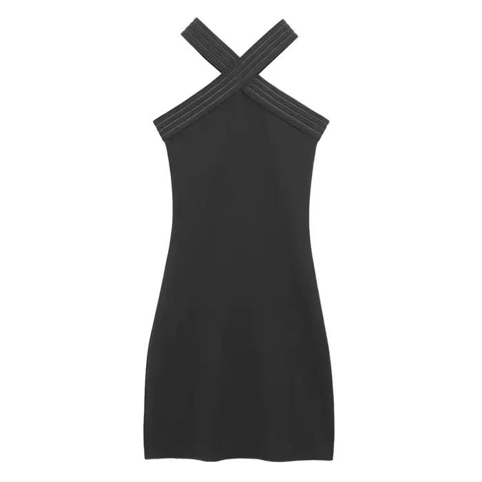 Robe moulante noire sexy dos nu pour femme, mini-robe d'été 2026, nouvelle collection, épaules dénud