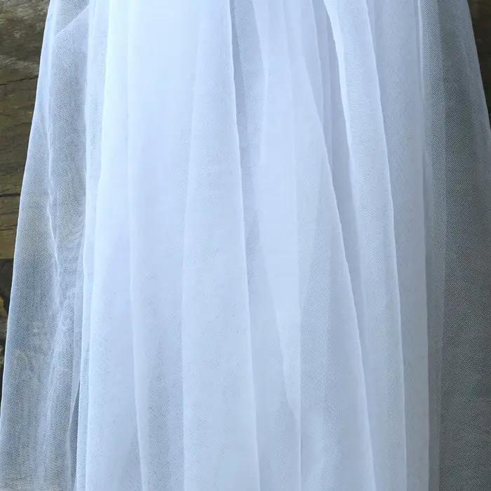 Voile de mariée de luxe blanc en dentelle, long voile de cérémonie avec traîne, accessoire de mariag