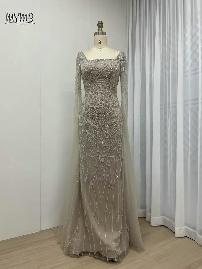 MYMB-Robes d'invité de mariage perlées pour événements spéciaux, gaine de sirène de luxe, magnifique