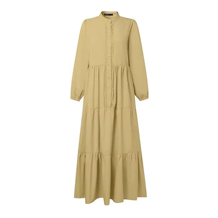 ZANZEA mode musulmane Abaya Robe Femme élégante à manches longues plissée Robe d'été femmes Maxi Rob