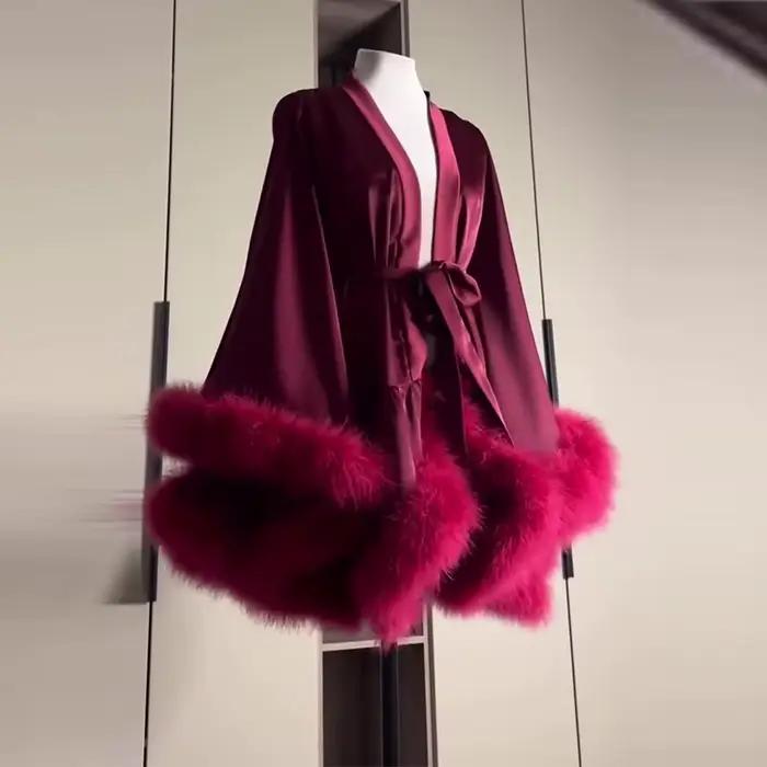 Mini robe de bal courte en fourrure de luxe pour femme, pour séance photo, Sexy, manches longues, Ro