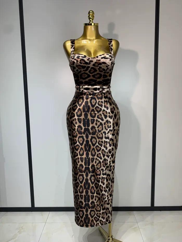 Robe longue maxi sexy léopard pour femme, élégante et luxueuse, idéale pour anniversaire, célébrité,