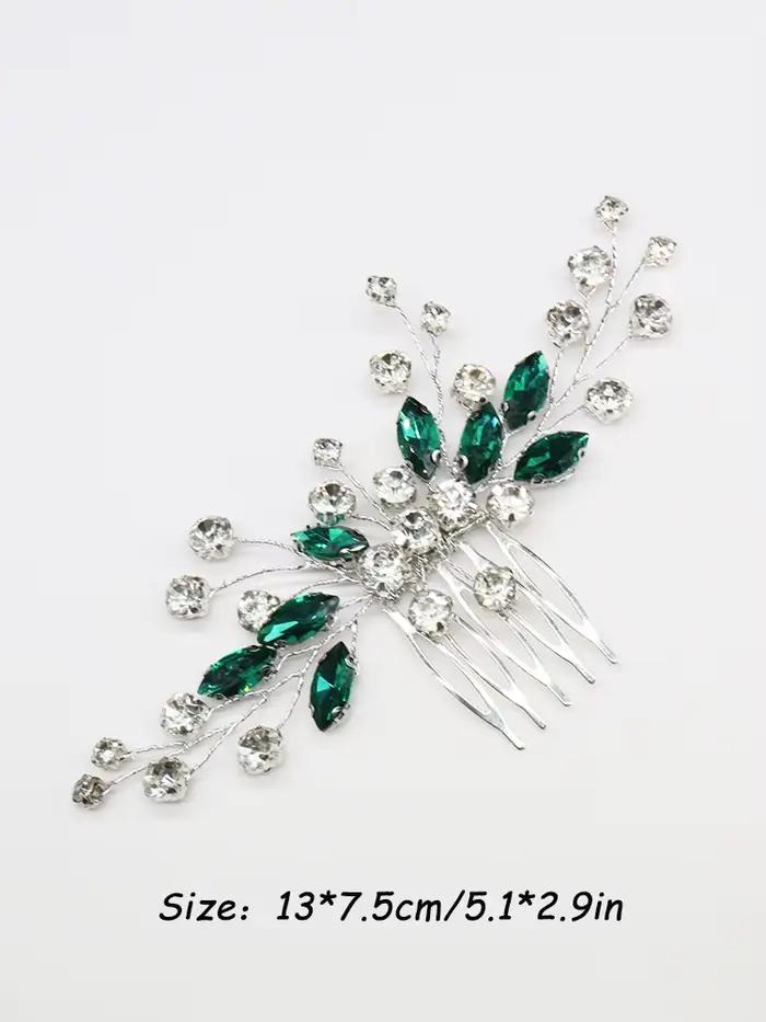 Peigne à cheveux de mariage vert bohème, bijoux de cheveux en biscuits, fleur de patients, pièce de 