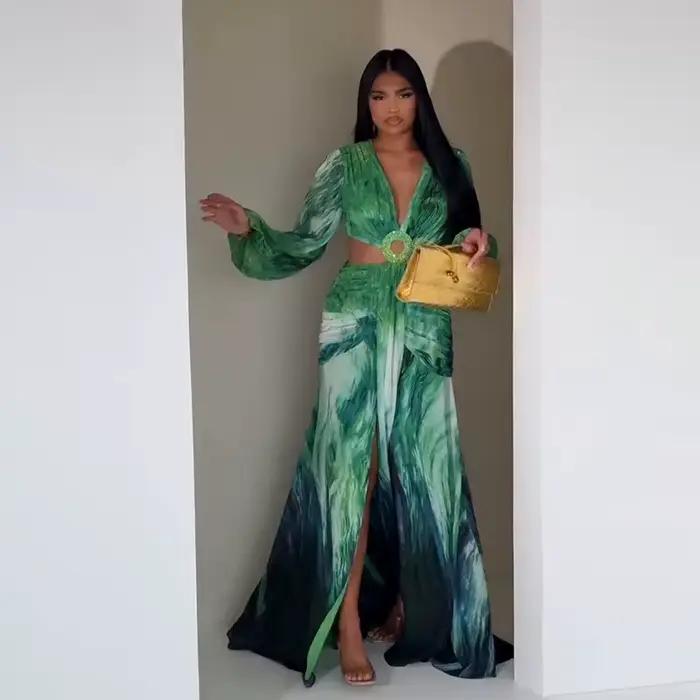 Robe femme 2025 mode été nouveaux robes Para Mujer femmes vacances Style élégant à manches longues f