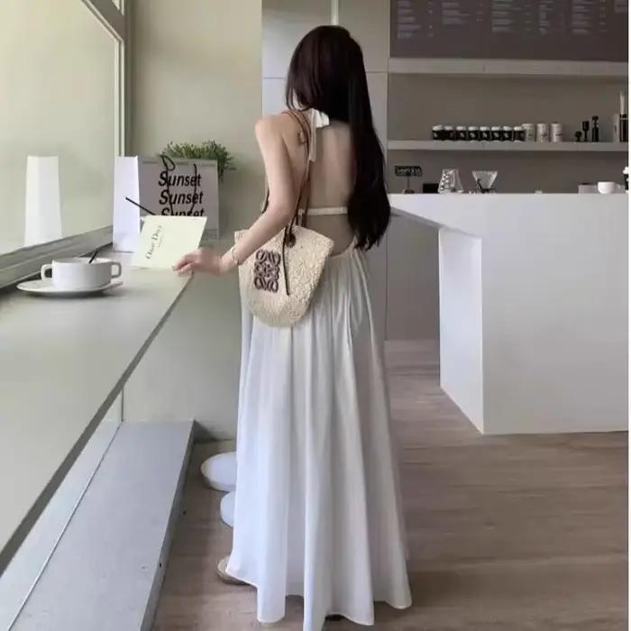 Robe de vacances d'été Style thaïlandais, dos nu, col licou, photographie rajeunissante, robe longue