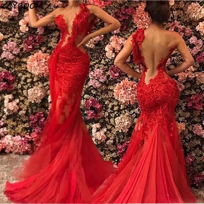 Robes de Soirée Sirène Rouges 2026 – Robes de Bal Longues Élégantes et Sexy pour Femmes, avec Appliq