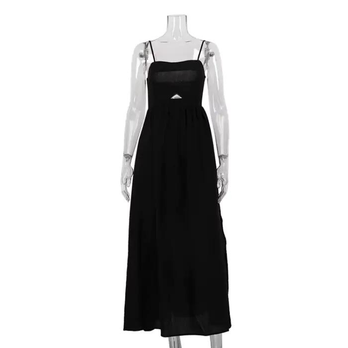 Robe de soirée de vacances pour femmes, Corset noir, Sexy, élégante, bretelles, dos nu, fente ajouré