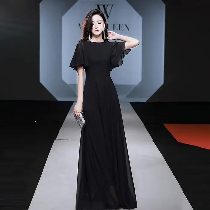 Robe de soirée de banquet 2026 Nouvelle collection en mousseline de soie, style mondaine, coupe ampl
