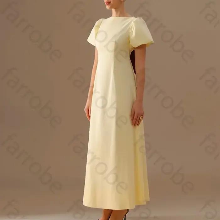 Robe de soirée personnalisée à col bateau, avec manches bouffantes et nœud au dos, robe de soirée fo