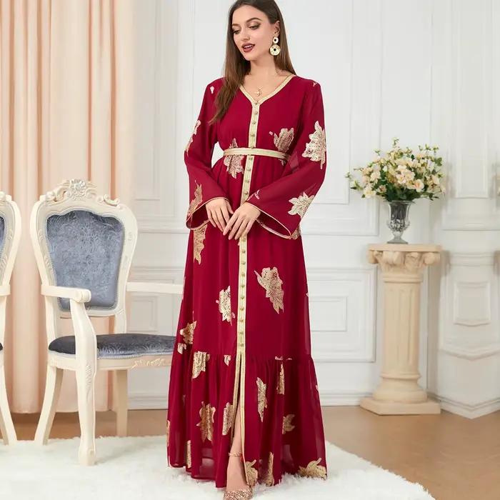 Robe longue en mousseline de soie pour femme, style Kaftan marocain, mode musulmane 2026, Abaya Duba