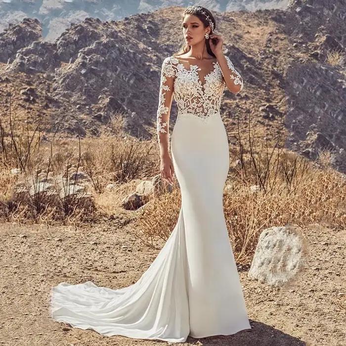 Robe de mariée élégante coupe A-line 2025 pour femme, blanche, épaules dénudées, en tulle et dentell