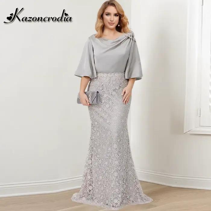 Kazon – robe drapée charmante pour mère de la mariée, avec appliques en dentelle, style sirène, en s