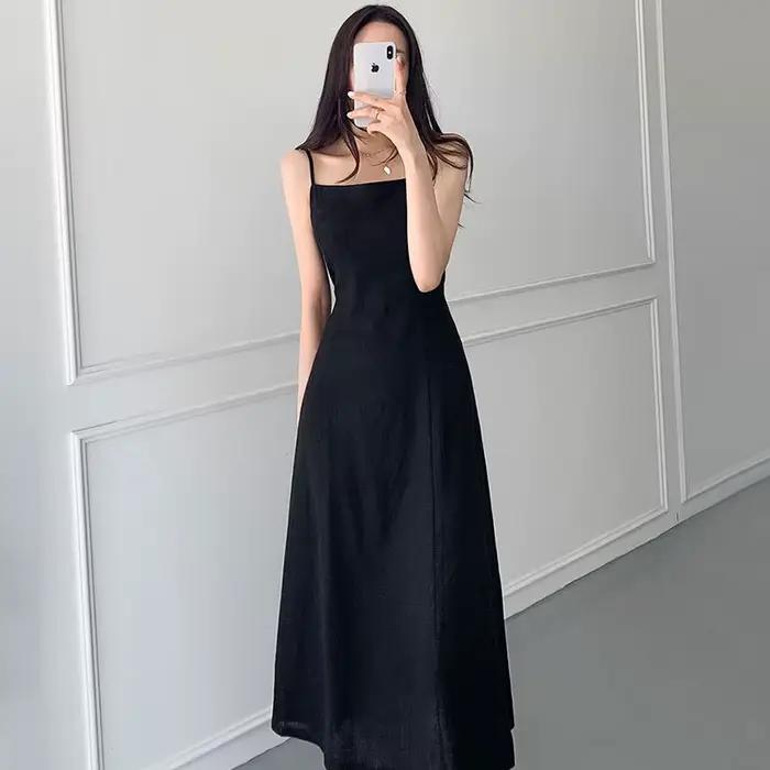 Robe longue en lin à lacets pour femmes, robes trapèze élégantes, sans manches, sexy, robe de soirée